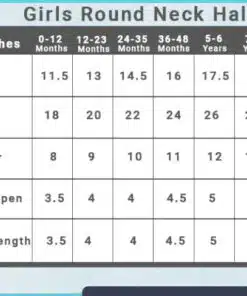 GirlsCrewNeckTeesSizeChart